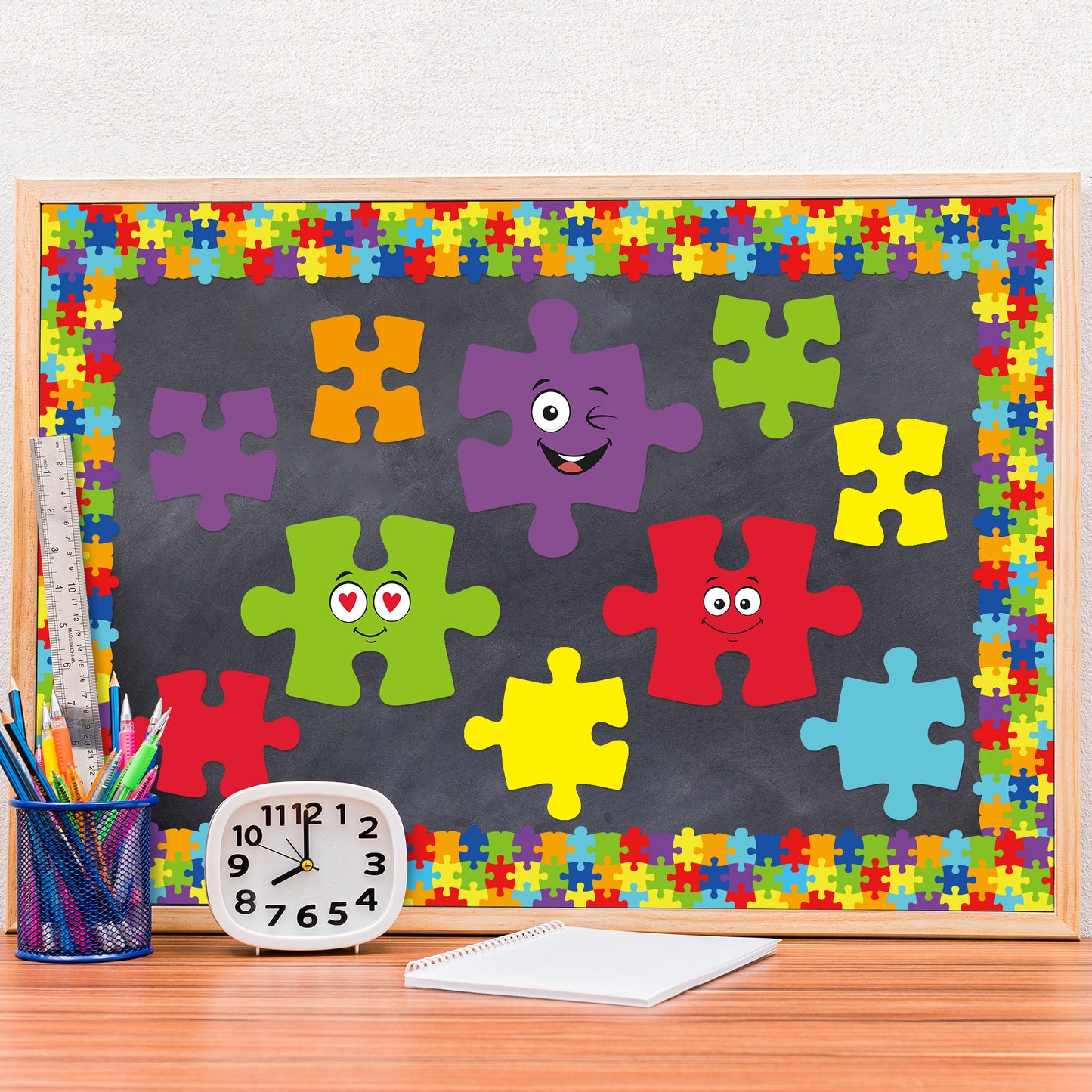 123Pcs Welcome Puzzle Pieces Bulletin Board Back to School Decoration Cutouts Set With Welcome You Fit Right In Characters and Puzzle Pattern to Inspire Student hands on skills in Classroom Or Home Decoration