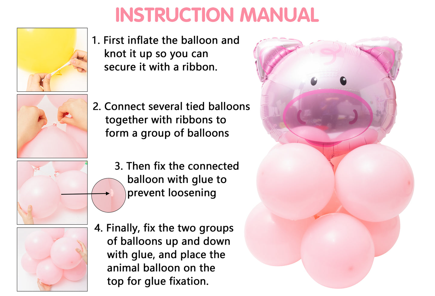 54Pcs Farm Animal Pattern Balloon Decorations Piglet Small Yellow Chicken Cow Sheep Donkey Farm Animal Print Balloon Tower Sculpture Family Photo Booth Courtyard Decoration Farm Theme Party Supplies