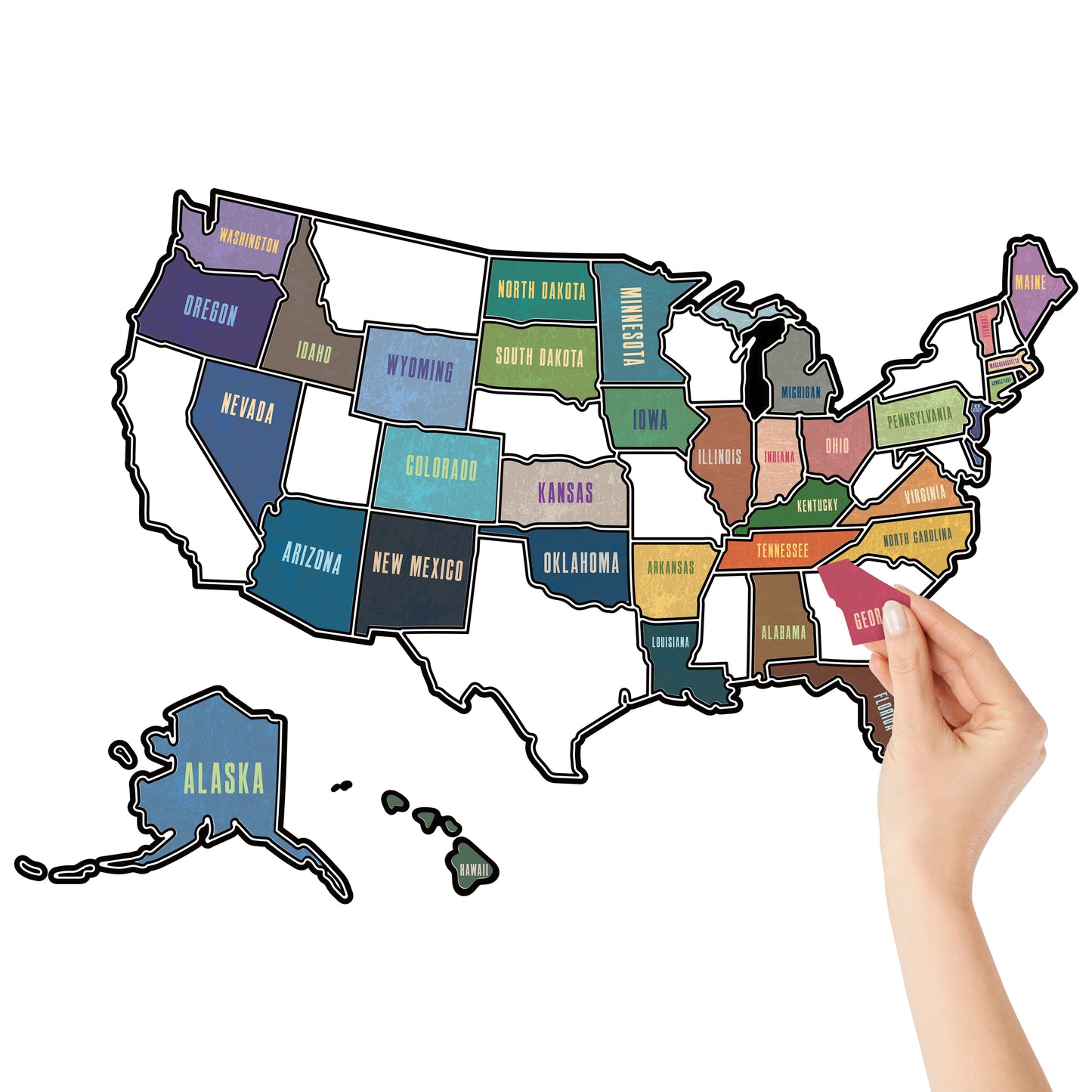 RV State Pure Pattern Travel USA Map Sticker, United States Stickers Vinyl Map RV Decals Travel Trailer Camper Map of America Waterproof Decals for Window, Door or Wall, Pure Pattern States Map Decal Trip Camper Trailer Accessories