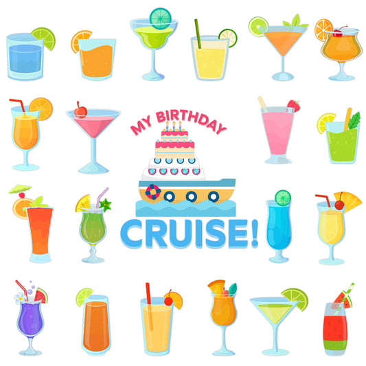21Pcs Summer Drink Cruise Door Decorations My Birthday Tropical Drink Magnetic Creative Cruise Magnets Door Carnival Ship Car Refrigerator Laptop Accessories, Hawaiian Lemon Cocktail Birthday Decor