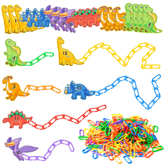 Strengthen Dinosaur Card C-Clips Hooks Plastic Chain Links With Card Lacing Summer Party Game, Suitable For Development Of Sensory Toys For Child Color Educational for Back to School Gifts Party Favor