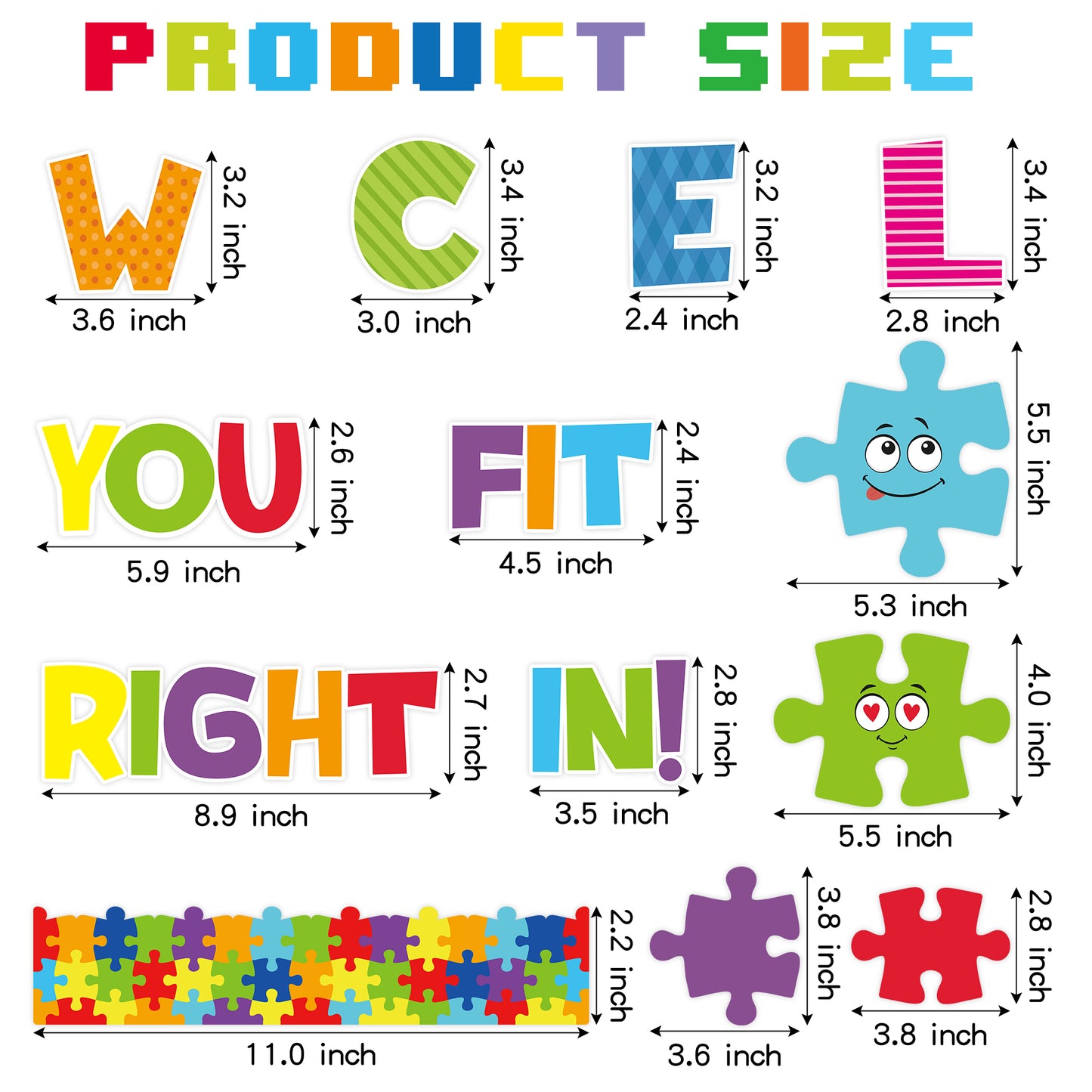 123Pcs Welcome Puzzle Pieces Bulletin Board Back to School Decoration Cutouts Set With Welcome You Fit Right In Characters and Puzzle Pattern to Inspire Student hands on skills in Classroom Or Home Decoration