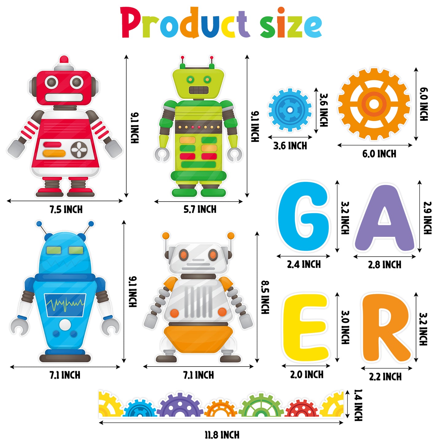 129Pcs Gear Robot Bulletin Board Back to School Decoration Cutouts Set With Gear Up for A Great Year and Gear Robot Pattern to Encouraging Student to Embrace a Better Life in Classroom Home Decoration