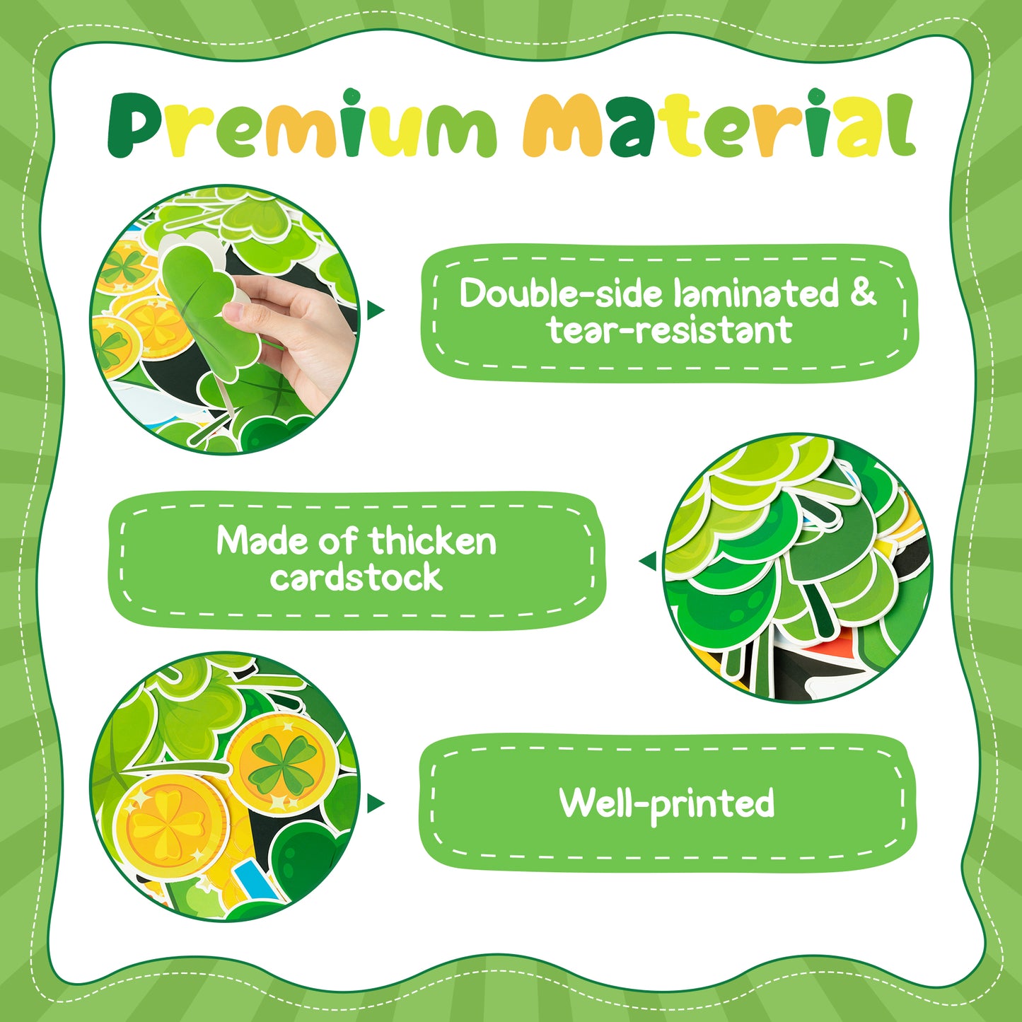 123Pcs Religious Sunday School ST.Patrick Jesus is My Pot of God Shamrock Rainbow Bulletin Board Decoration Set Contain Leaf Clovers Rainbow Border Religions Character Happy Party Classroom Decoration