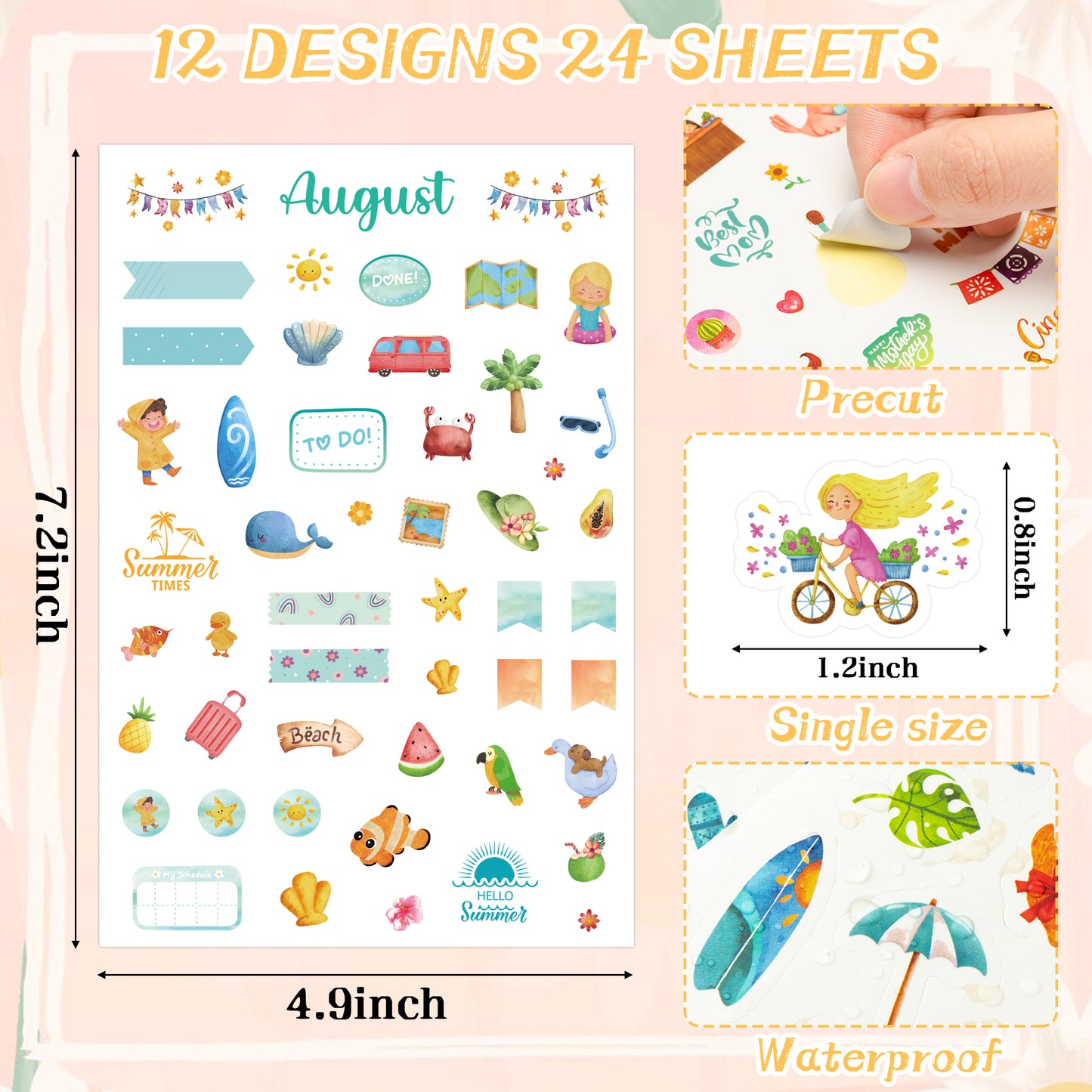 24 Sheets Daily Planners Sticker Holiday Seasonal Planner Sticker, 12 Months Celebrations Planner Cute Stickers for Holiday Seasonal Calendar Planning Decorating Scrapbooking Journal Diary Notepad