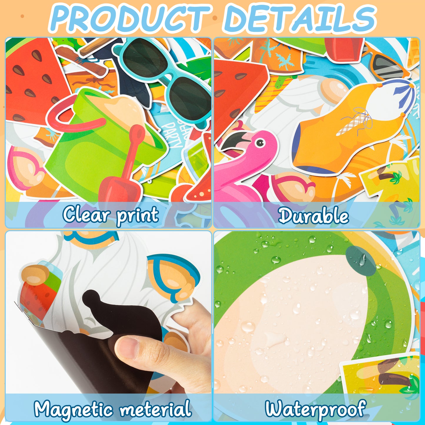 25Pcs Summer Beach Cruise Door Magnets Hawaii Tropical Gnome Car Decorations My Birthday Cruise Magnetic Creative Door Decor, Stateroom Ship Carnival Car Fridge Laptop Magnetic Stickers Birthday Gifts