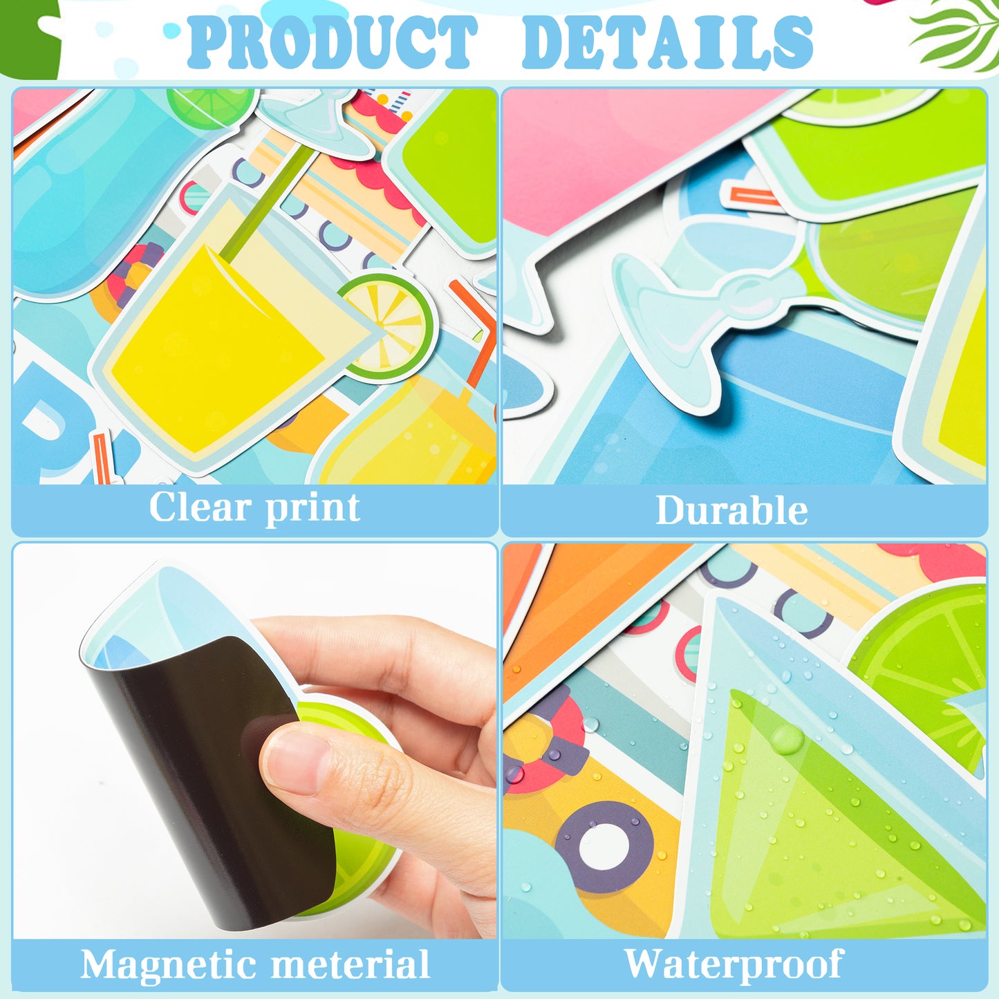 21Pcs Summer Drink Cruise Door Decorations My Birthday Tropical Drink Magnetic Creative Cruise Magnets Door Carnival Ship Car Refrigerator Laptop Accessories, Hawaiian Lemon Cocktail Birthday Decor