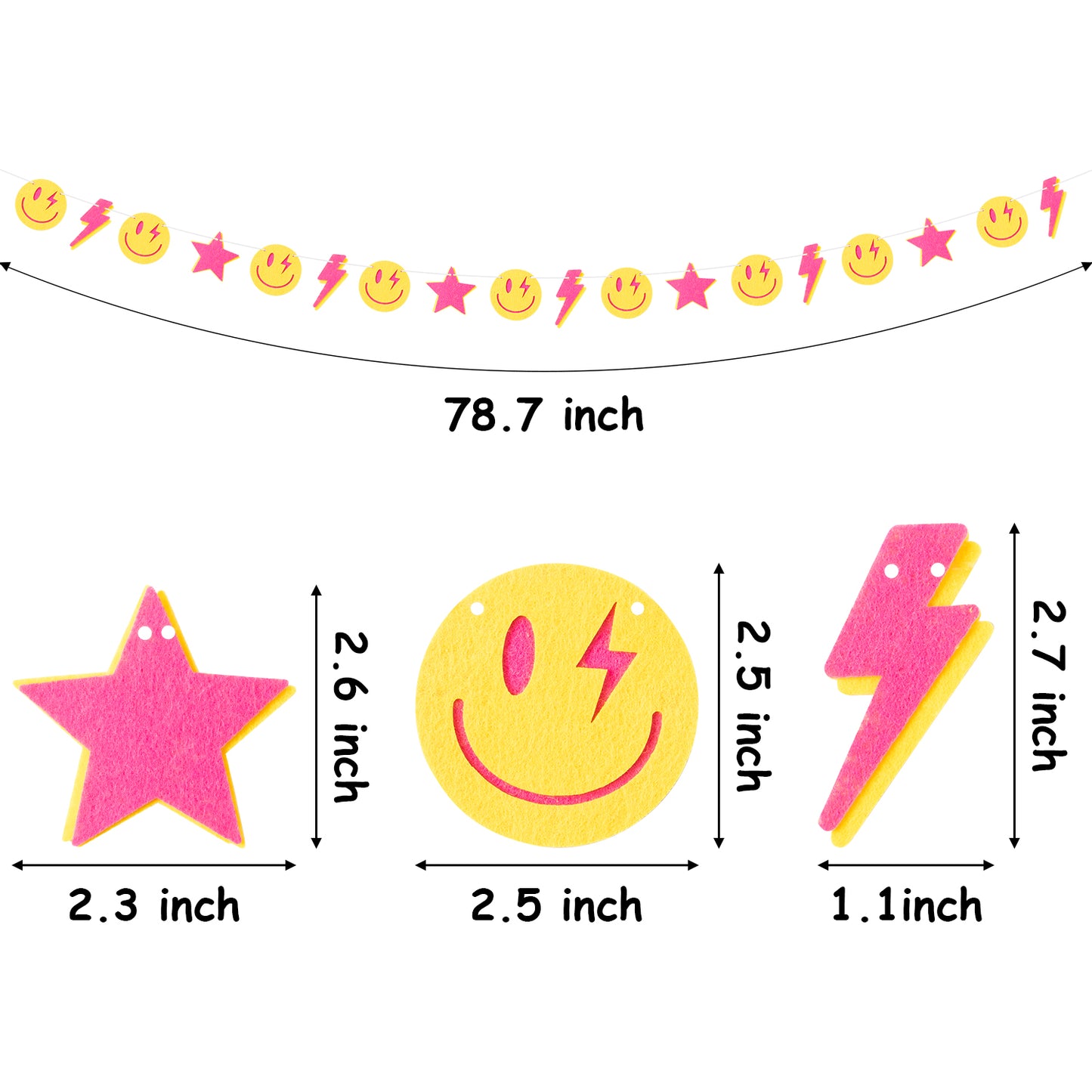 4Pcs Preppy Smile Face Lighting Star Garland Party Decoration College Room Decor, Back to School Dorm Classrooms Decorations, Trendy Style Sweet Room Decor For Teen Girls Back to School Gifts