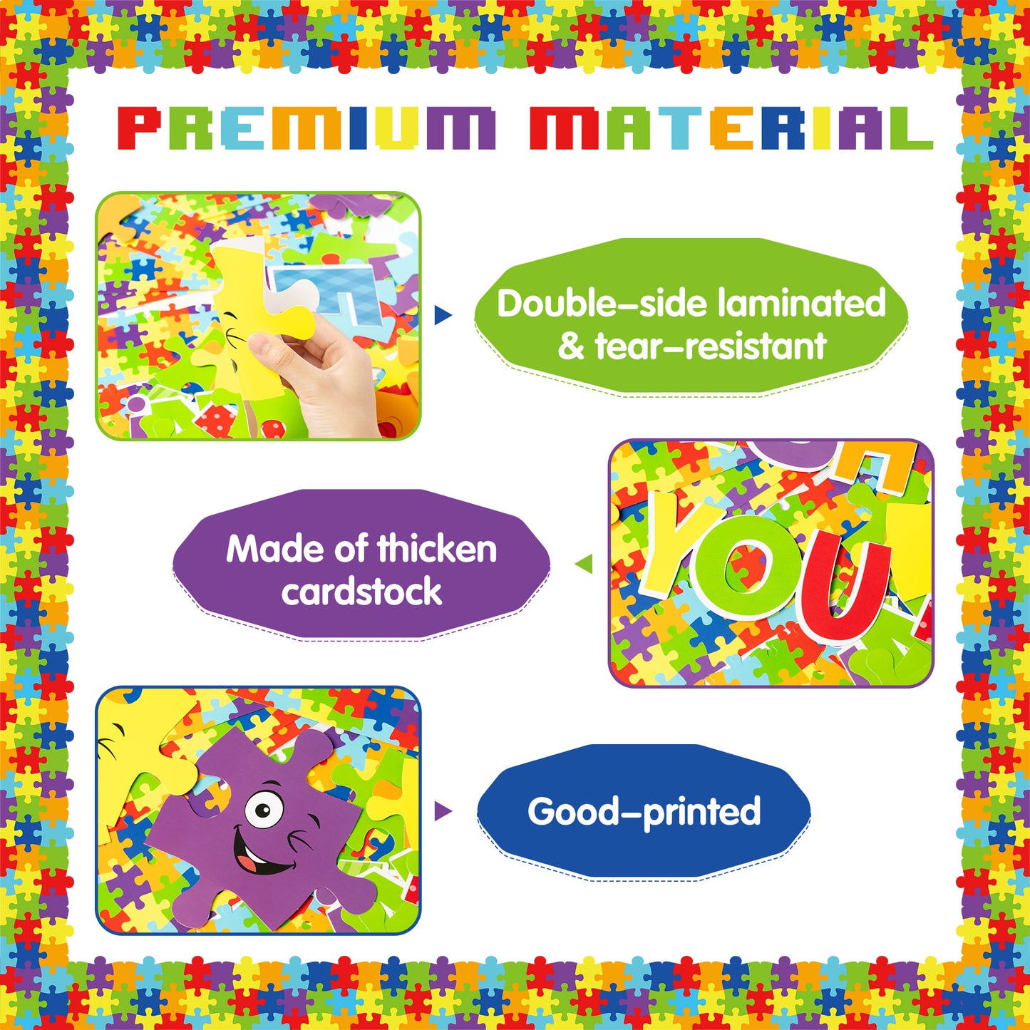 123Pcs Welcome Puzzle Pieces Bulletin Board Back to School Decoration Cutouts Set With Welcome You Fit Right In Characters and Puzzle Pattern to Inspire Student hands on skills in Classroom Or Home Decoration