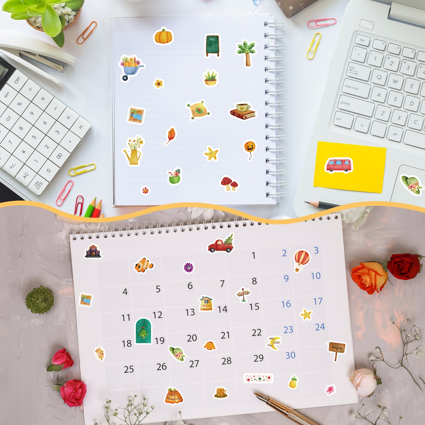 24 Sheets Daily Planners Sticker Holiday Seasonal Planner Sticker, 12 Months Celebrations Planner Cute Stickers for Holiday Seasonal Calendar Planning Decorating Scrapbooking Journal Diary Notepad