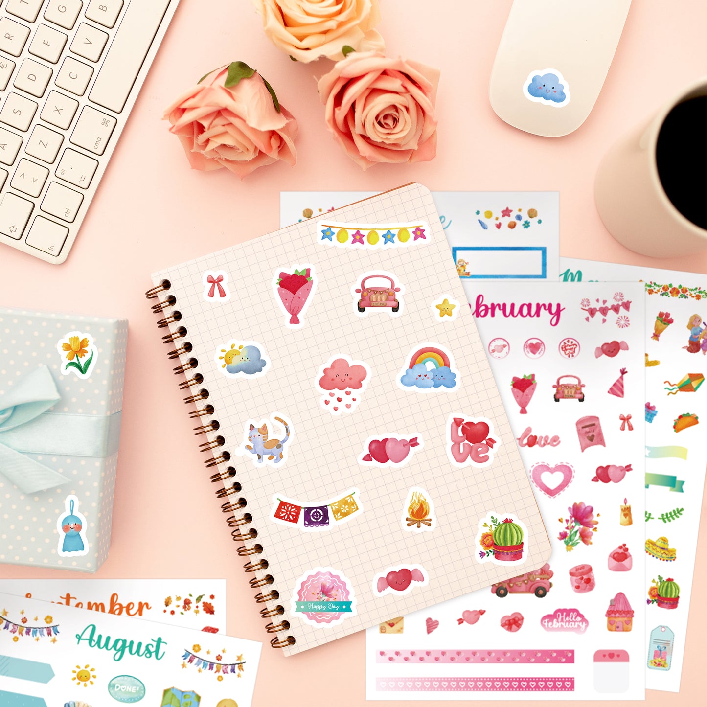 24 Sheets Daily Planners Sticker Holiday Seasonal Planner Sticker, 12 Months Celebrations Planner Cute Stickers for Holiday Seasonal Calendar Planning Decorating Scrapbooking Journal Diary Notepad