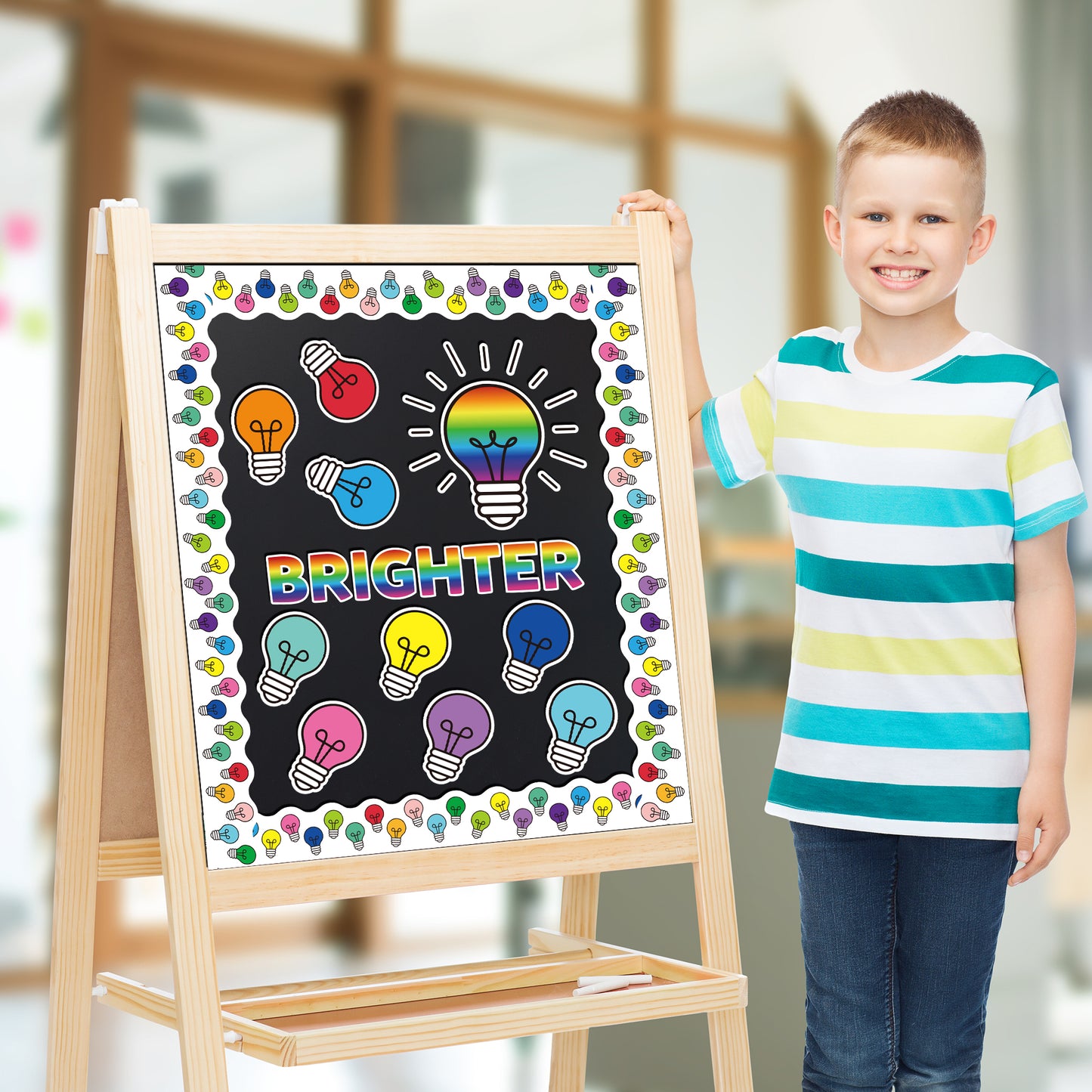 137Pcs Light Bulb Bulletin Board Back to School Decoration Cutouts Set With We Shine Brighter Together Characters and Light Bulb Pattern to Inspire Student Study in Classroom Party Or Home Decoration