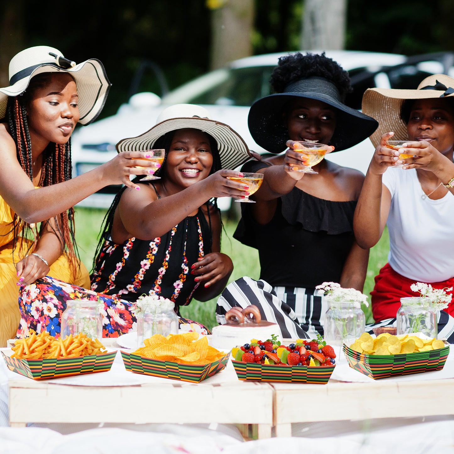 50P African American Paper Food Trays Snack Candy Holder Trays Disposable Popcorn Assembled Trays Food Container Concession Stands Food Snacks Trays Historical Festivals Birthday School Party Supplies