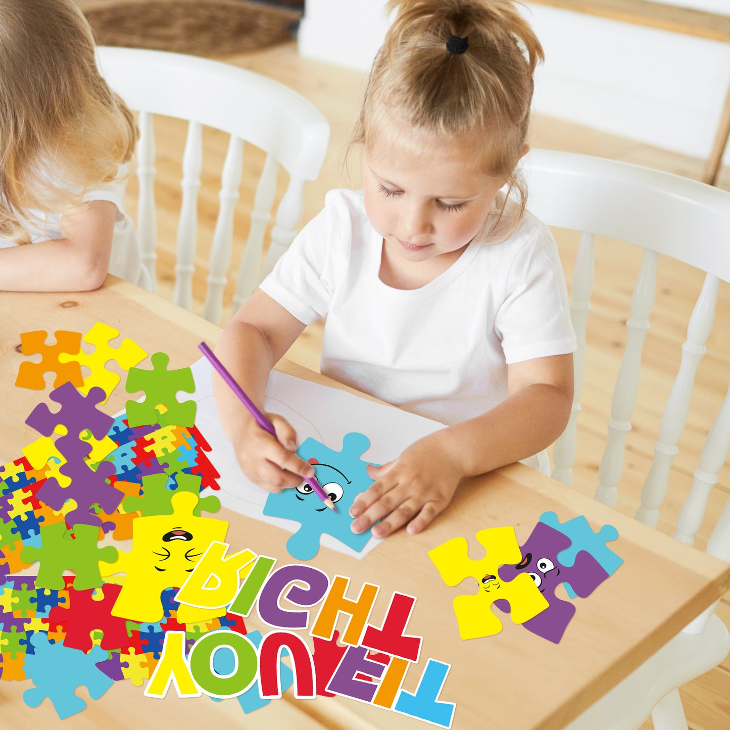 123Pcs Welcome Puzzle Pieces Bulletin Board Back to School Decoration Cutouts Set With Welcome You Fit Right In Characters and Puzzle Pattern to Inspire Student hands on skills in Classroom Or Home Decoration