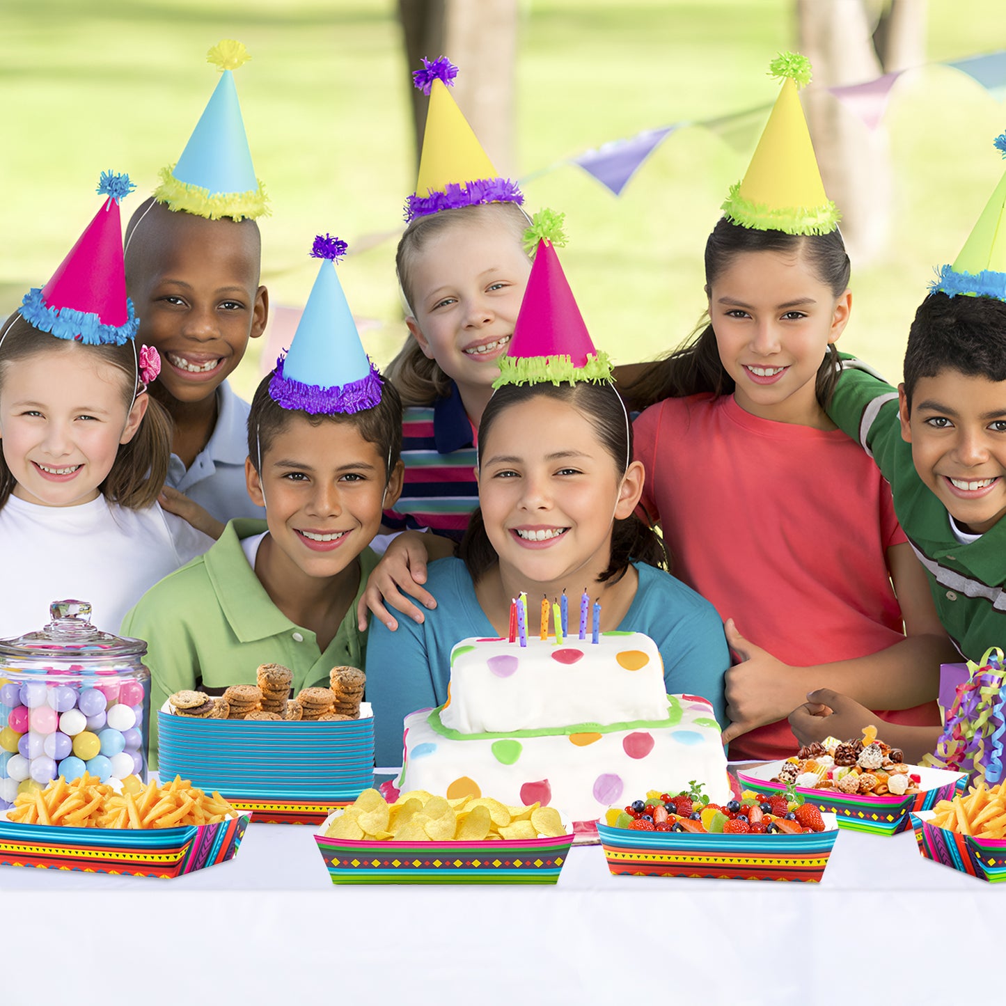 50Pcs Mexican Food Trays Colorful Nacho Paper Food Trays Reusable to Holding Food Resistant to Oil and Dirt, Durable and Unbreakable Good For Concession Stands, food, Snacks, Parties, Festivals