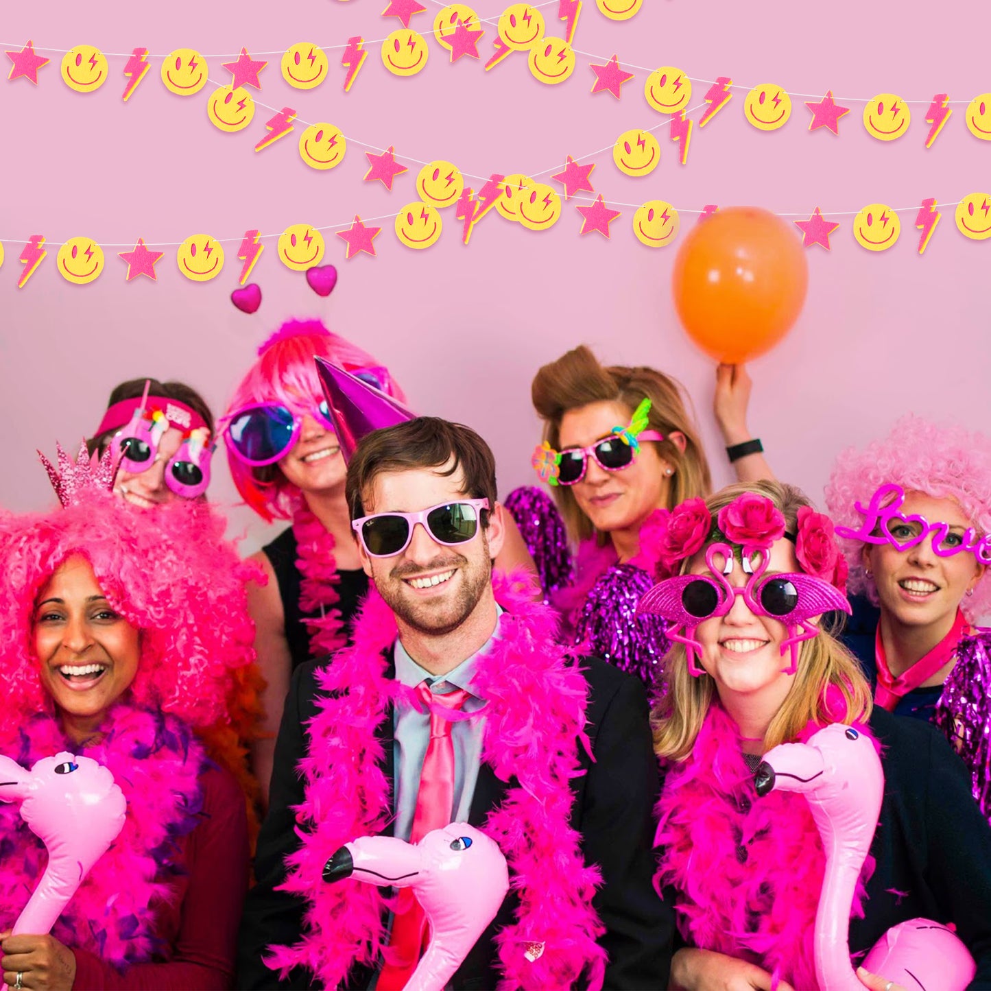 4Pcs Preppy Smile Face Lighting Star Garland Party Decoration College Room Decor, Back to School Dorm Classrooms Decorations, Trendy Style Sweet Room Decor For Teen Girls Back to School Gifts