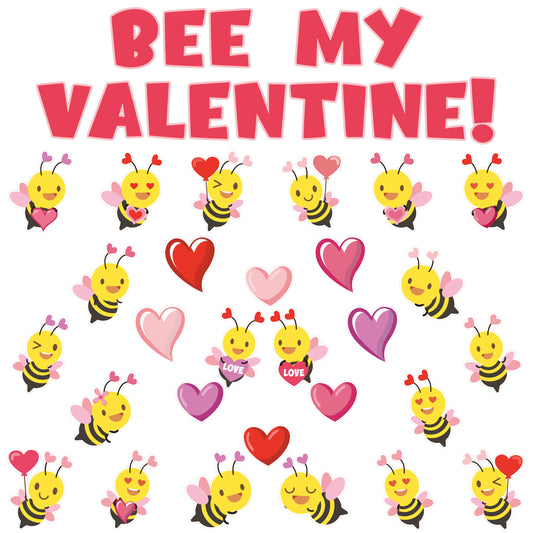 84Pcs Valentine's Day Bee Bulletin Board Cutouts Valentine's Day Heart Accents Name Tags Classroom Decoration for Teacher Student Back to School Decor Valentine's Day Wedding Anniversary Party Favor