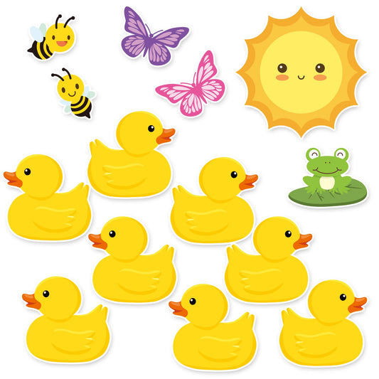 59Pcs Duck Cut-Outs Quack Quack Welcome Back To School Duck Classroom Bulletin Board Set Decoration Cut Out Duck Themed Party Supply Suitable for Teacher Bulletin Board Display or Home Wall Decoration