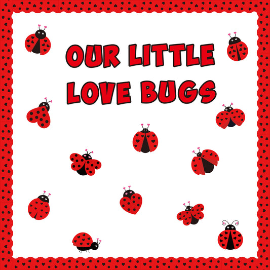 103Pcs Valentine's Day Ladybugs Bulletin Board Cutouts Valentine's Day Red Ladybugs Accents Name Tags Classroom Decoration for Teacher Student Back to School Decor Valentine's Day Party Favor