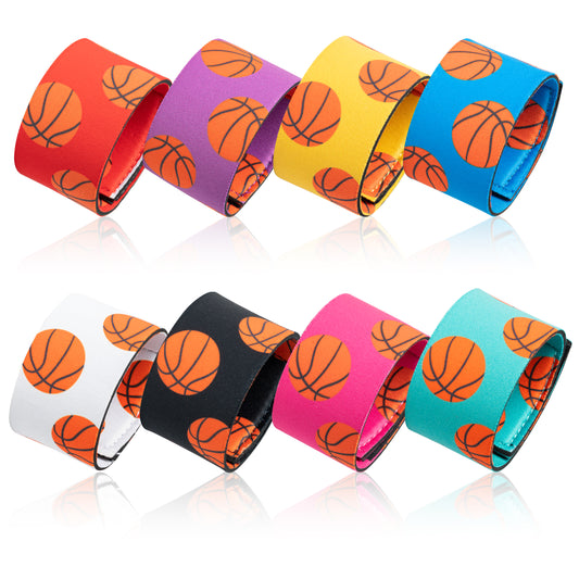 8 Pairs Basketball Sleeve Holders Ball Sleeve Ties with Hook and Loop Fasteners Sports Straps with 8 Colors for Shirts, Sports Lover Shoulder Sleeve Birthday Gifts for Boys Girls (Basketball Style)