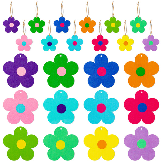 37P Valentine Spring Flowers Wood hanging Ornaments With 12 Style Color Beautiful Flowers Hanging Decorations, Valentine Spring Theme Party Decoration Anniversary or Birthday Wish for Party Decoration