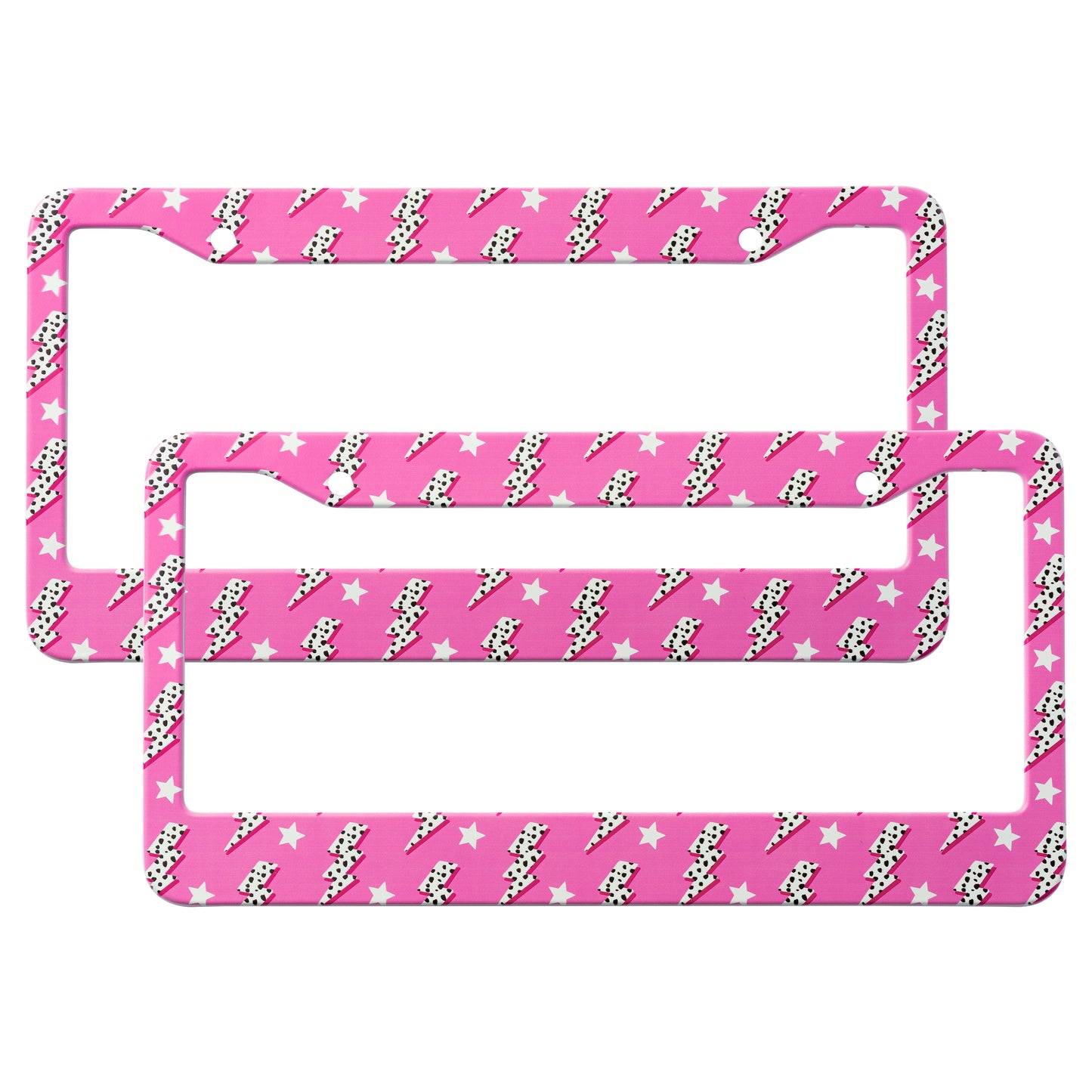 2 Preppy Car License Plate Frame, Pink License Plate Frame for women Cute New Car Gift with Handcrafted Stainless Steel License Plate Frame Car Accessories Decorative for Women or Friend Birthday Gift