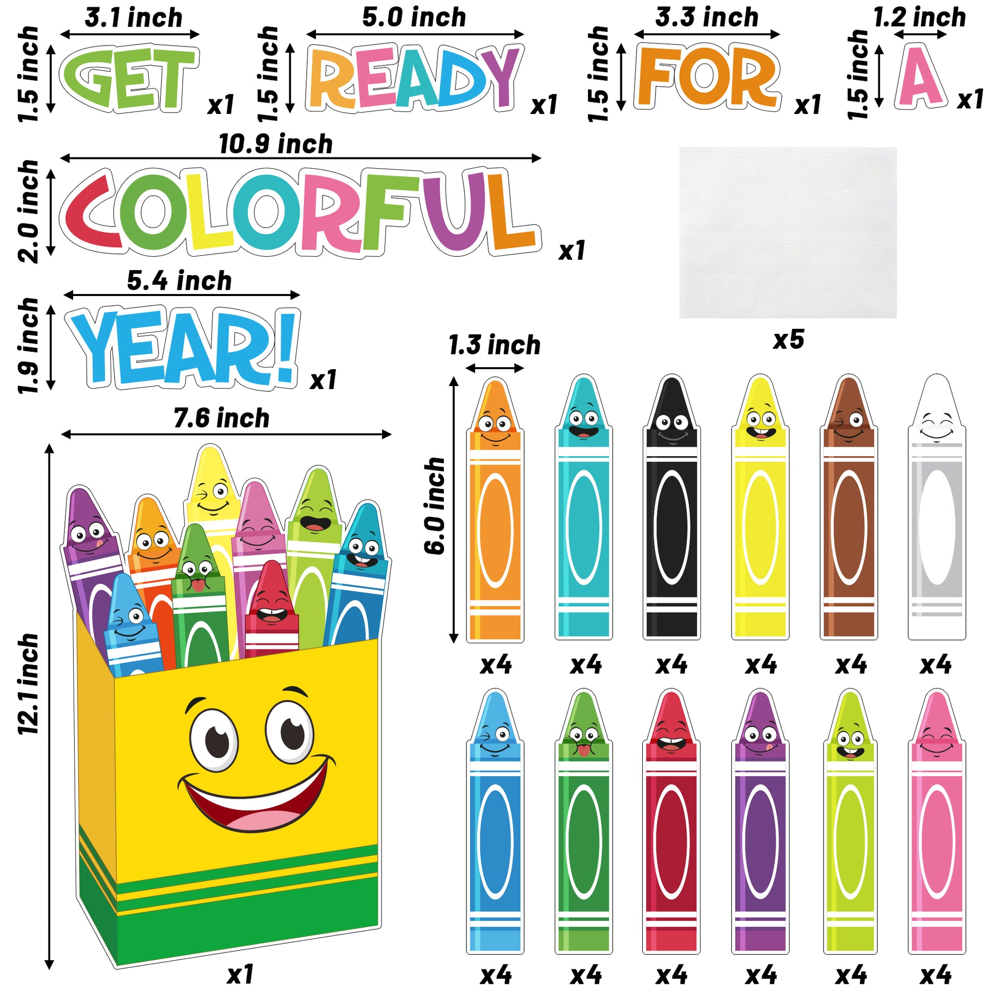 60Pcs Crayon Cut-Outs Crayon Back to School Name Tag Classroom Bulleti –  AsodSway
