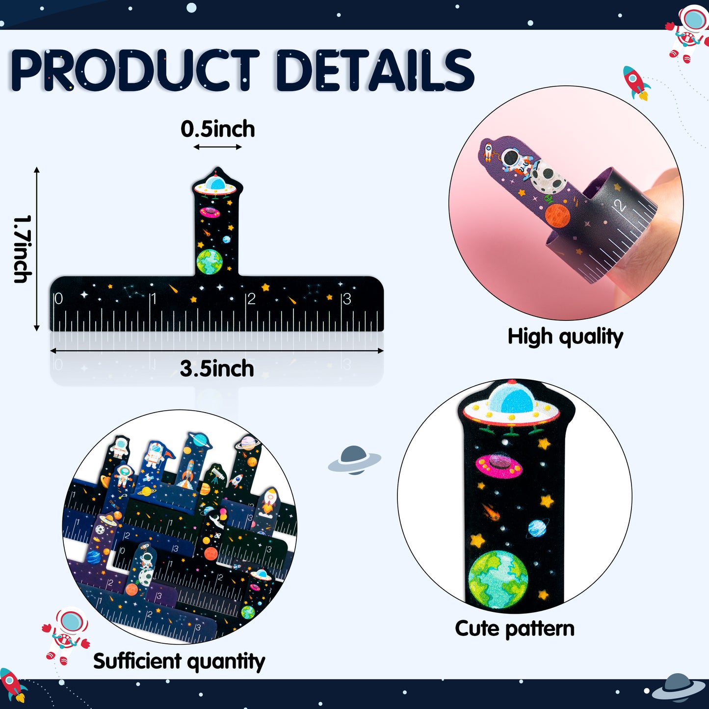 36Pcs Universe Good Neat Writing One Finger Spacer Handwriting Tool, 12 Style Stars and Galaxies Pattern Writing Spacers for Kids Colorful Dyslexia for Writing Tools for School Office Kids Adults