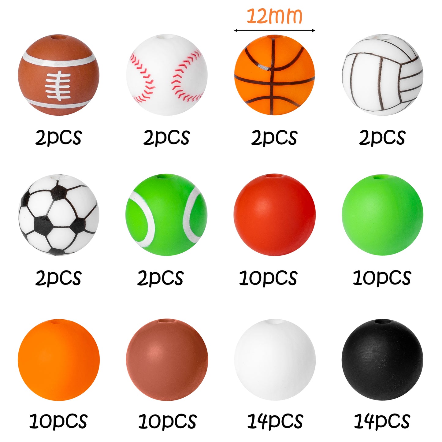81Pcs DIY Silicone Sport Craft Beads Sports Ball Set, Football, Volley –  AsodSway