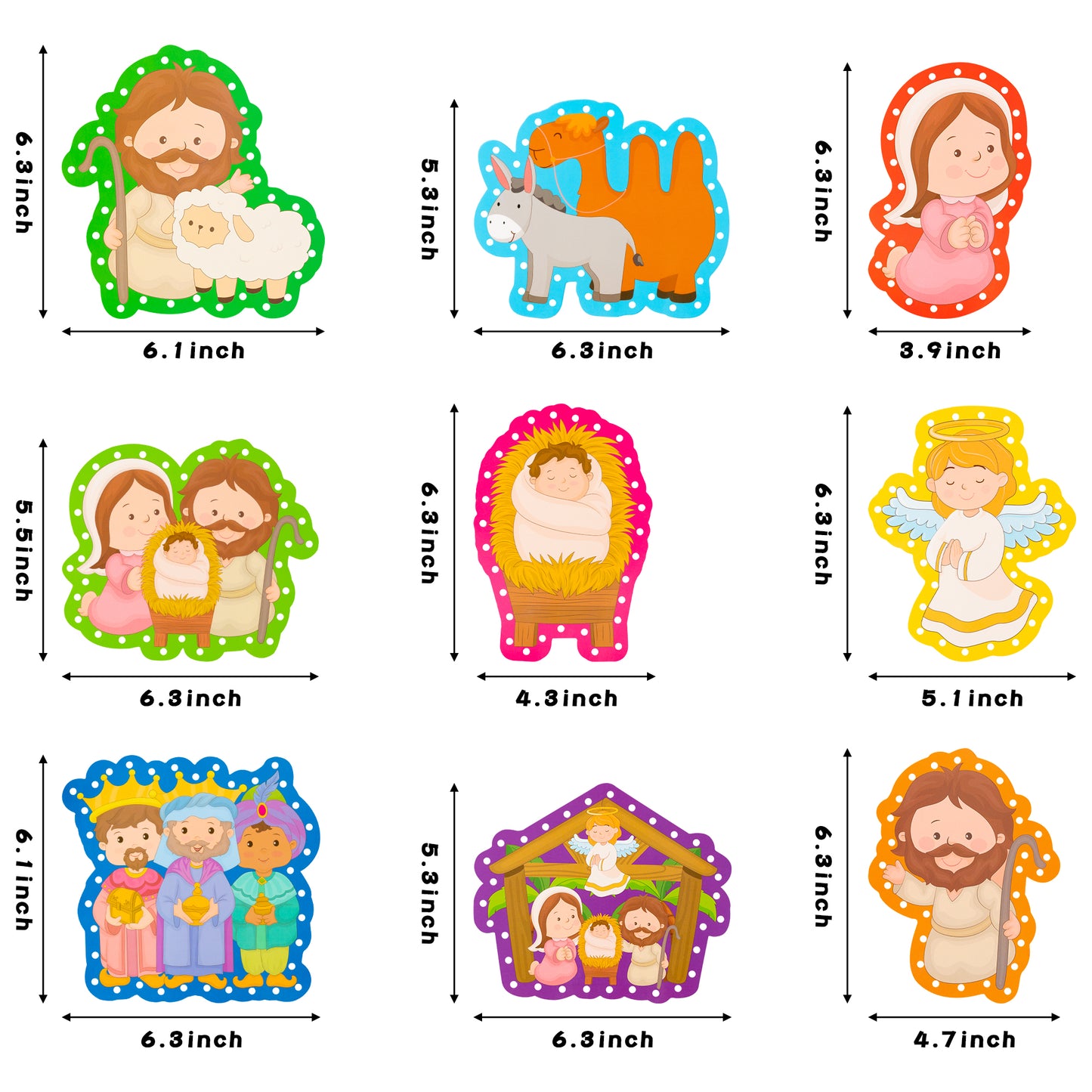 18Pcs Nativity Lacing Cards Christmas Nativity Sewing Cards: 9 Patterns Nativity Theme Games for Developing Kids Imagination Party Supplies Children Sewing Game Favors (Family, Angel Style)