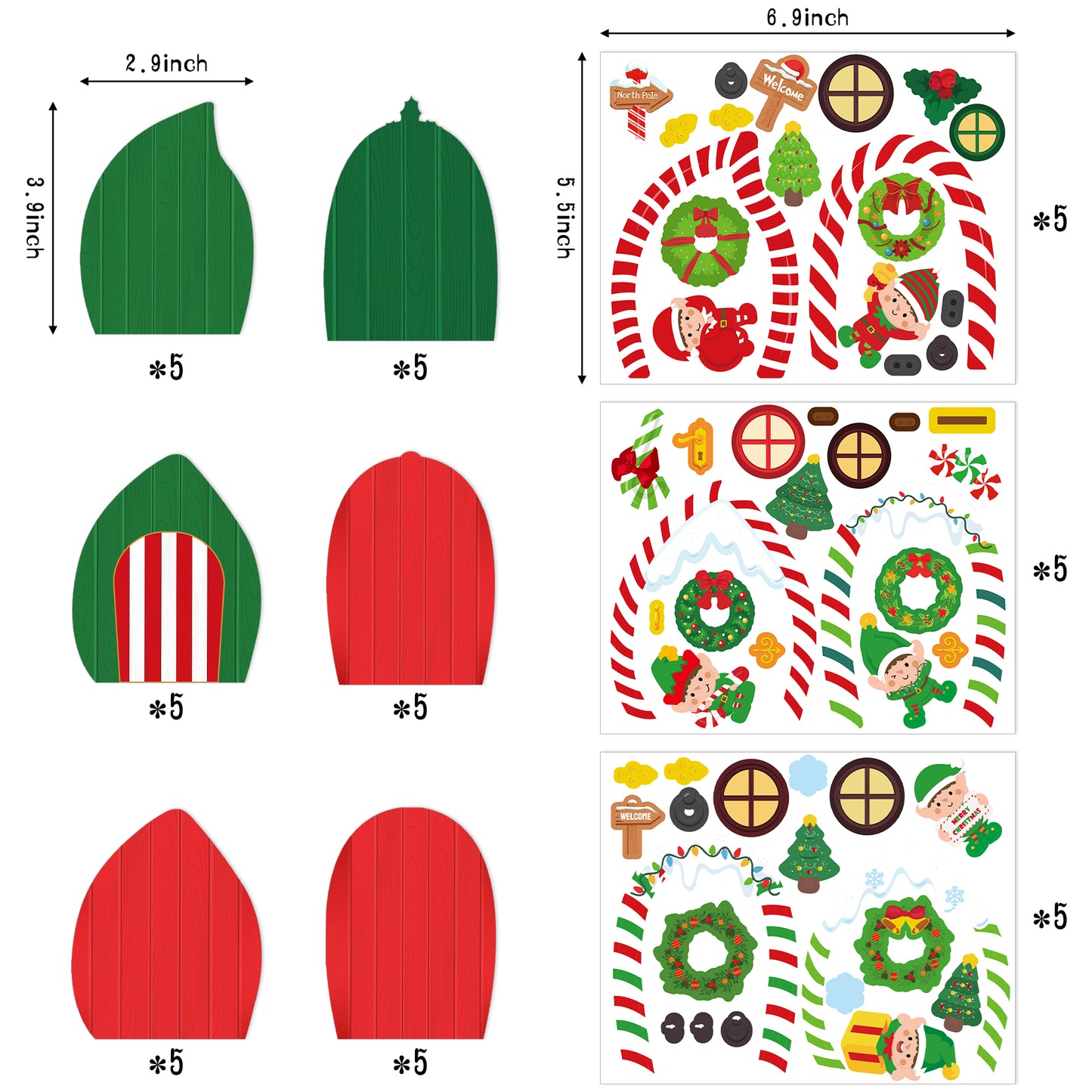 AsodSway 45 Christmas DIY Art Craft Kit Elf Door Decor DIY Xmas Craft Make Your Own Ornament for Kids Wreath Party Supplies Christmas Tree Decor, Christmas Birthday Gifts for Boys Girls