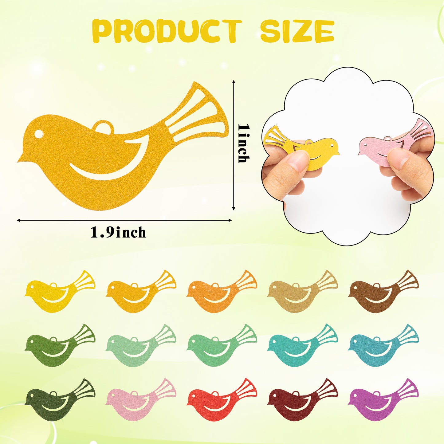 46Pcs Spring Mini Bird Finch Reversible Wooden Hanging Ornament Decorations, Welcome Spring Wood Finch Ornaments Bird Cage Tree Decor Spring Party Supplies, Spring Valentine's Day Gifts for Children