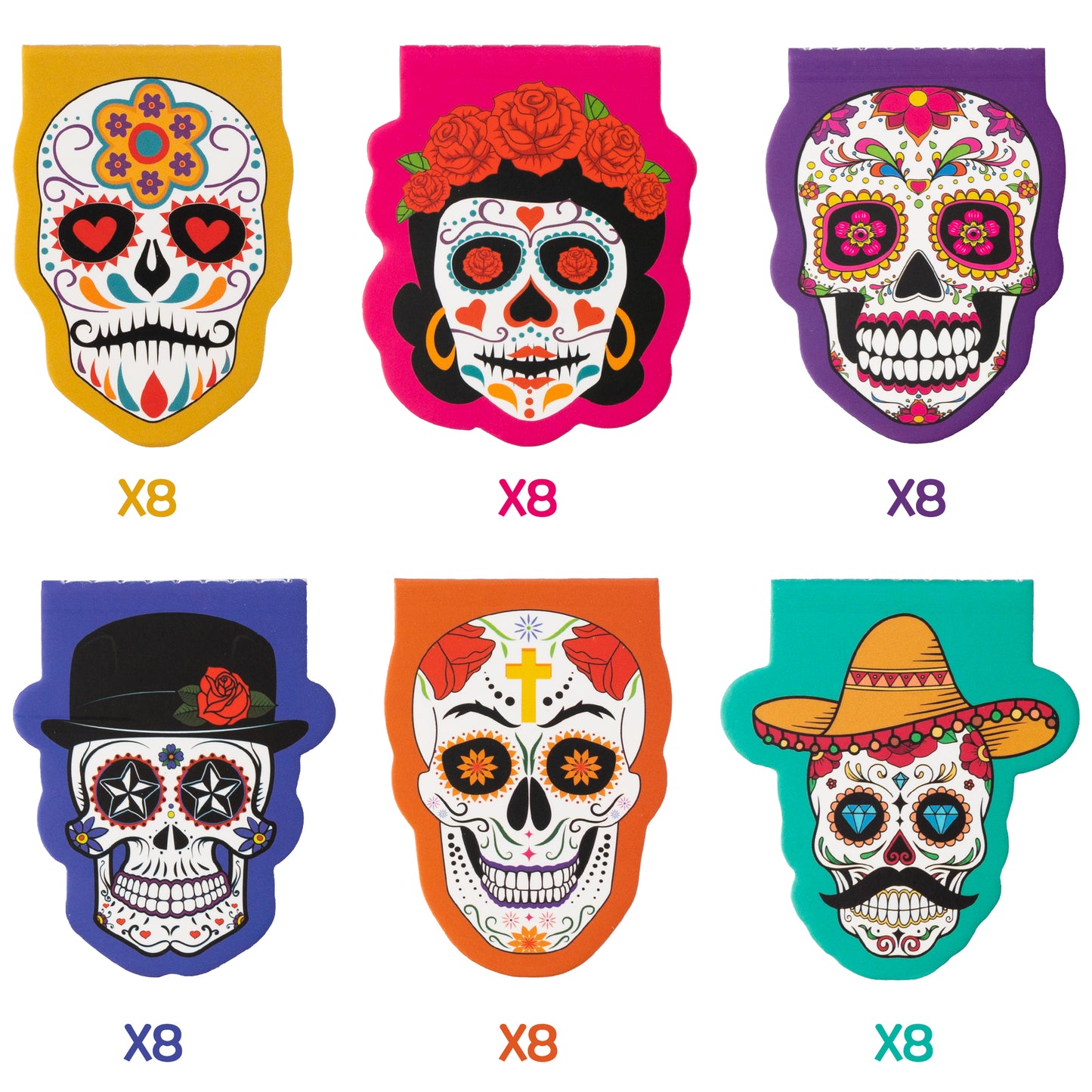 48P Day of The Dead Sugar Skull Mini Notepads Christmas Notebooks Gift for Buddy or Student, Mini Horror Themed Cool Skull Lovers Pocket Notebook, Office Home Sticky Notes Christmas Birthday Supplies