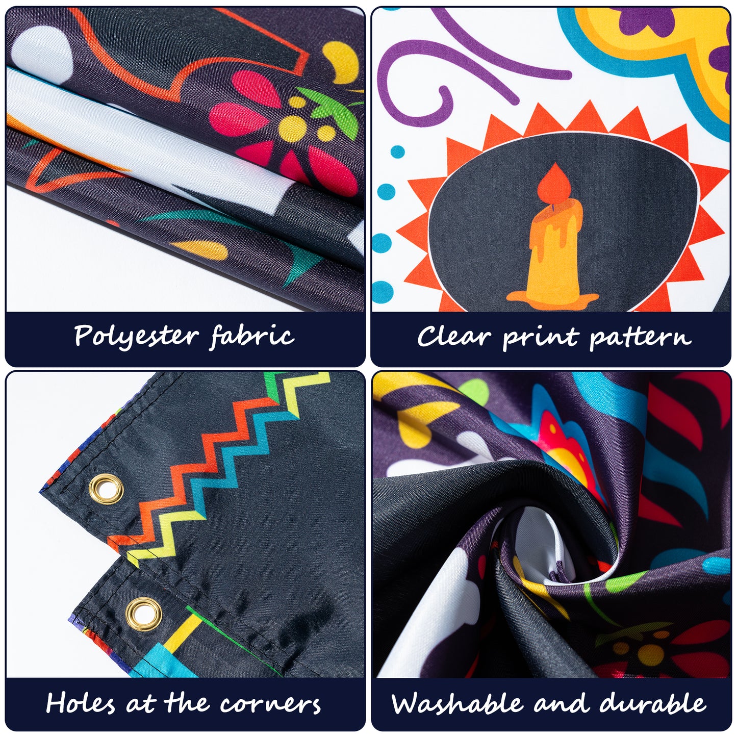 Day of The Dead Backdrop Banner Christmas Birthday Party Background Extra Large Backdrops Dia DE Los Muertos Night Supplies for Indoor Outdoor Photo Booth Props New Year Gifts