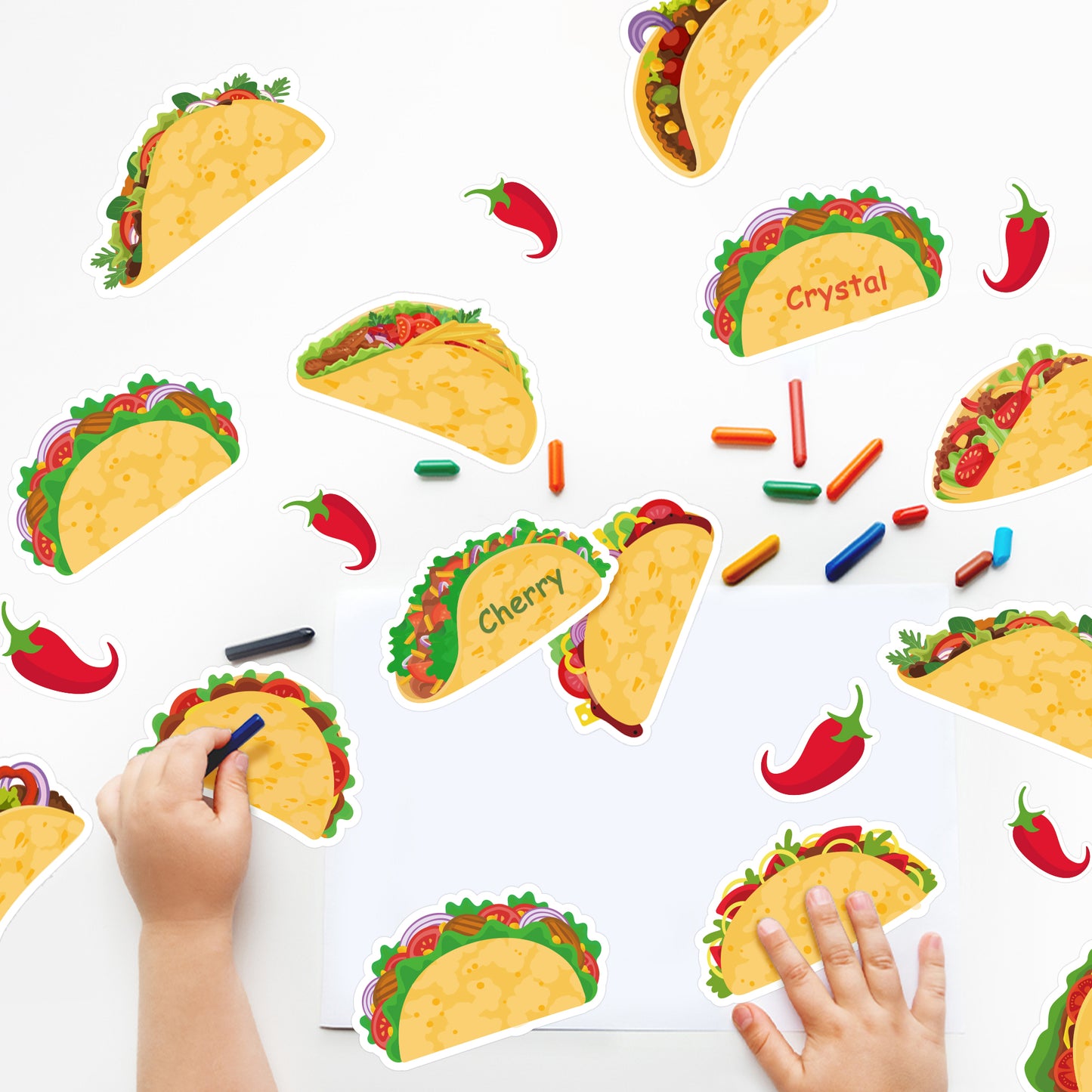 116Pcs Mexican Cinco De Mayo Bulletin Board Decoration Cutouts Set Contain Characters, Fried Tortillas, Chili, Border and Characters with Taco‘Bout A Great Class for Classroom or Home Decoration