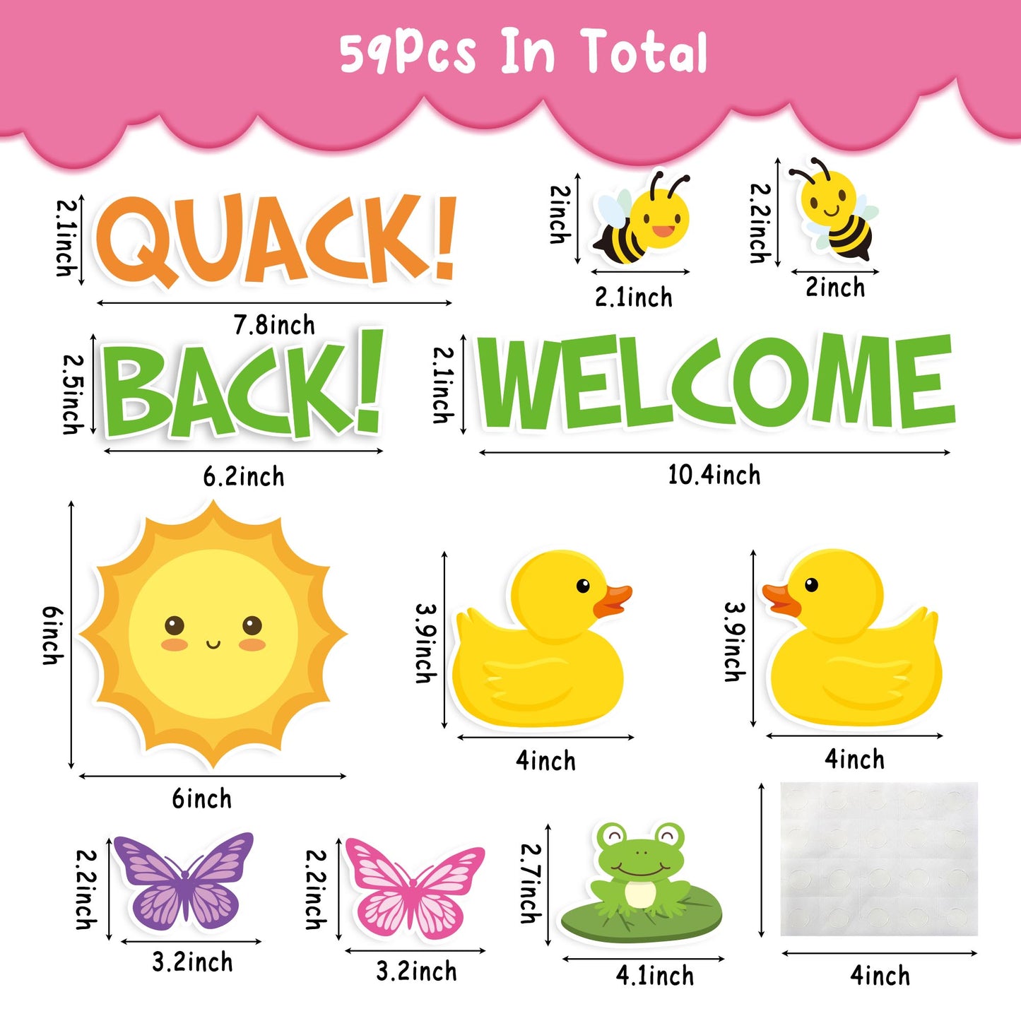 59Pcs Duck Cut-Outs Quack Quack Welcome Back To School Duck Classroom Bulletin Board Set Decoration Cut Out Duck Themed Party Supply Suitable for Teacher Bulletin Board Display or Home Wall Decoration