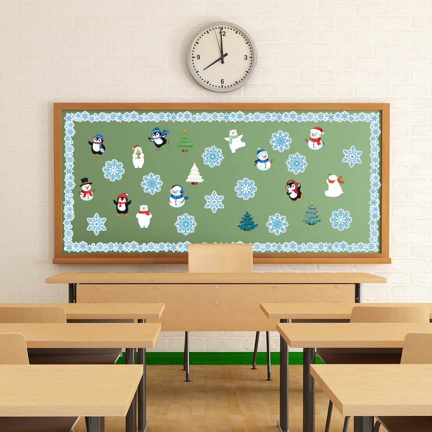 67Pcs Winter Classroom Bulletin Board Decorations Winter Xmas Tree Snowman Penguin Bear Snowflake Border Cut Outs for School Classroom Office Party Wall Window Decor, Welcome Winter Christmas Gifts
