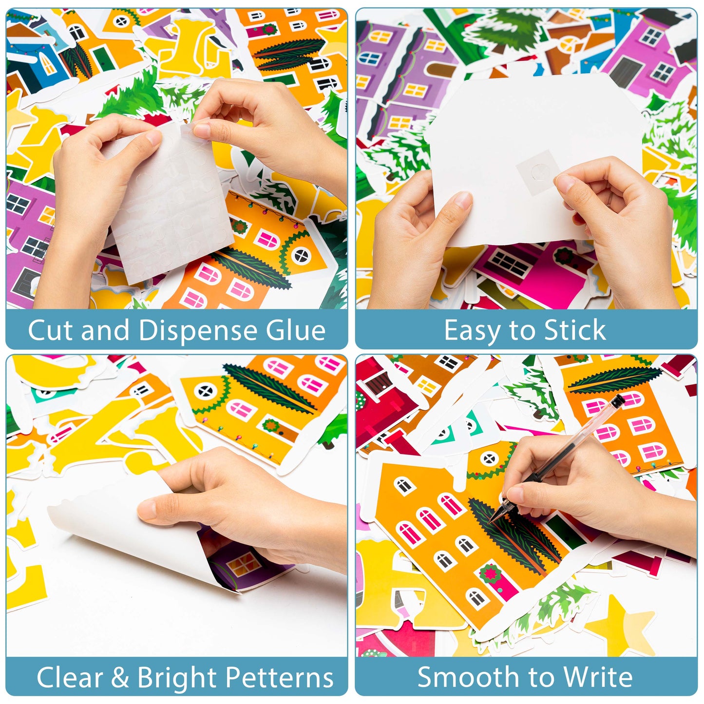 Christmas Town Bulletin Board Winter Village Cut Out Classroom Decoration, Christmas Village House Christmas Pine Trees Winter Bulletin Board Set for Classroom Decor or Christmas Winter Party Supplies