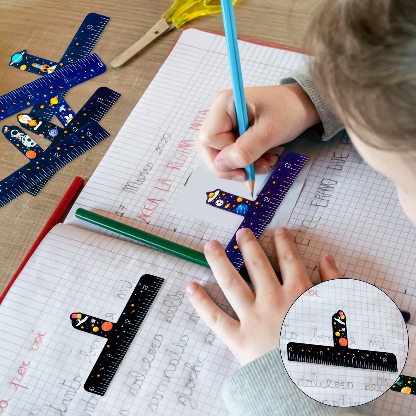 36Pcs Universe Good Neat Writing One Finger Spacer Handwriting Tool, 12 Style Stars and Galaxies Pattern Writing Spacers for Kids Colorful Dyslexia for Writing Tools for School Office Kids Adults