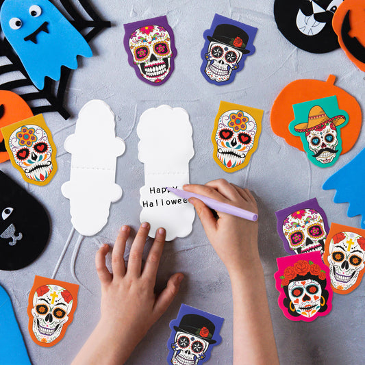 48P Day of The Dead Sugar Skull Mini Notepads Christmas Notebooks Gift for Buddy or Student, Mini Horror Themed Cool Skull Lovers Pocket Notebook, Office Home Sticky Notes Christmas Birthday Supplies