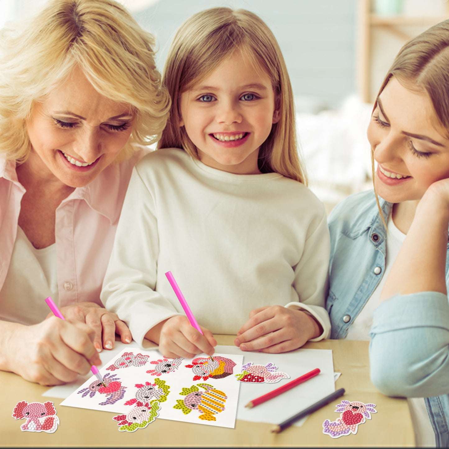 12Pcs Axolotl 5D DIY Diamond Painting Kits Creative Axolotl Diamond Art craft Mosaic Sticker For Kids and Adult Beginners Digital Damond Painting Parent Child Activity Kits, Christmas New Year's Gifts