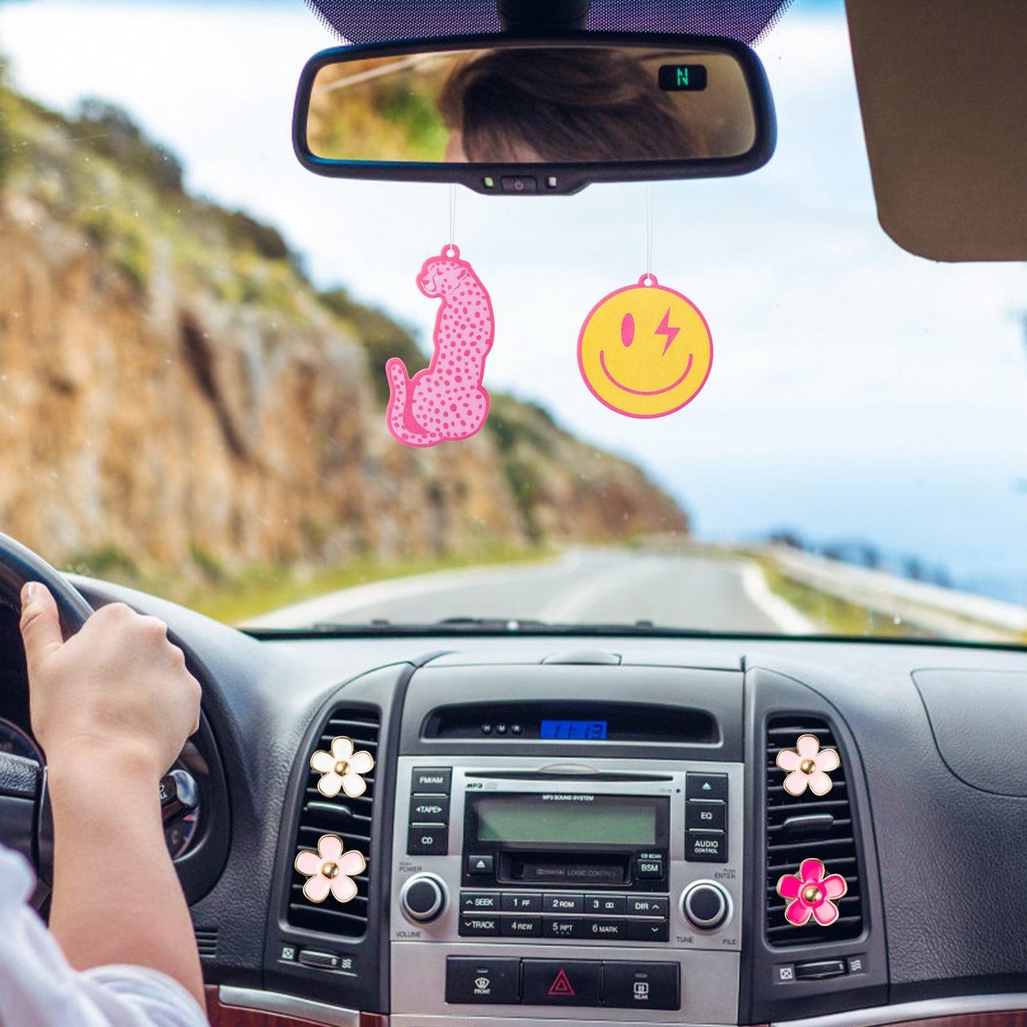 12P Preppy Car Accessories Air Fresheners Coasters Kit Decorations With Different Style Preppy Theme Car Air Outlet Clip Air Fresheners Coasters Decor Accessories For Car Birthday Gift For Girls Women