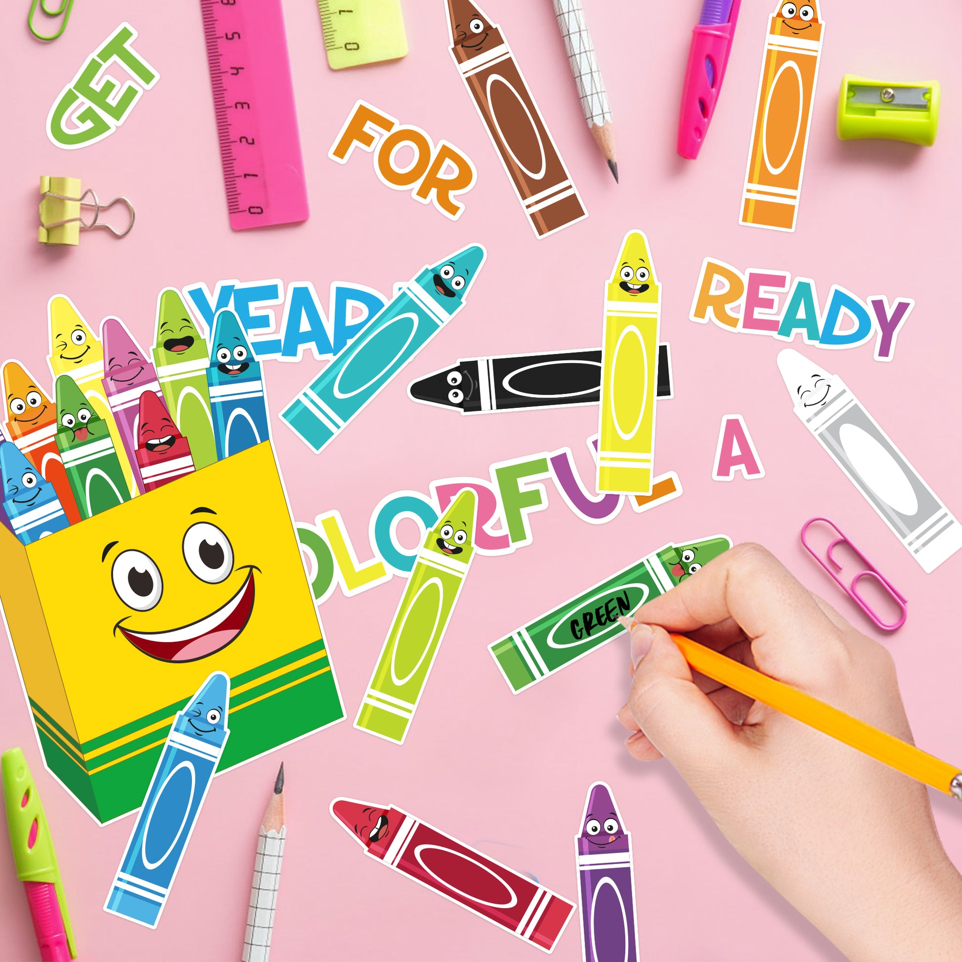 60Pcs Crayon Cut-Outs Crayon Back to School Name Tag Classroom Bulleti –  AsodSway