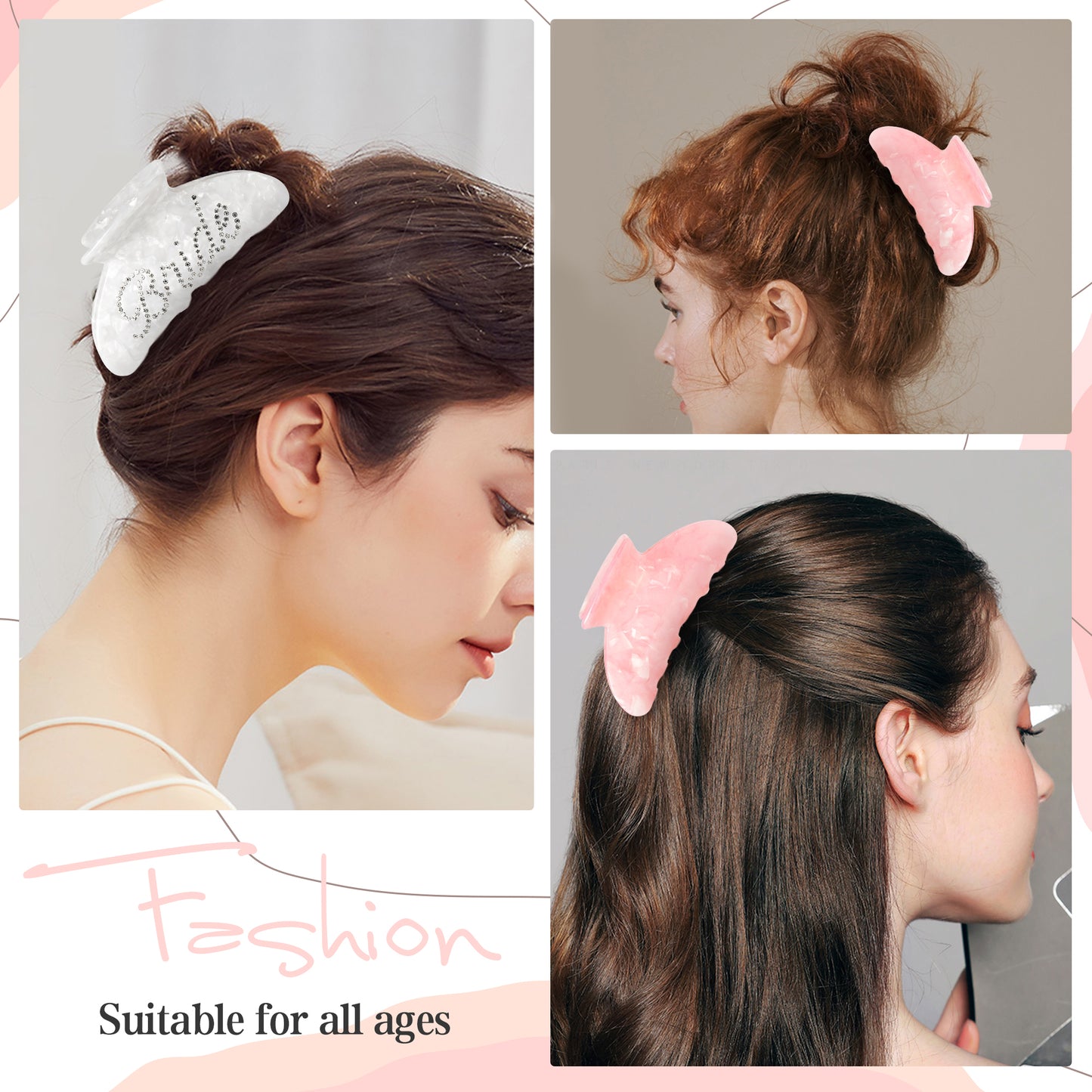 4Pcs Bride Claw Clip White Rhinestone Bride Acrylic Hair Clip Pink Bridesmaid Proposal Gifts Hair Ties Claw Clip Bachelorette Party Favors Bridesmaid Gift for Wedding Parties