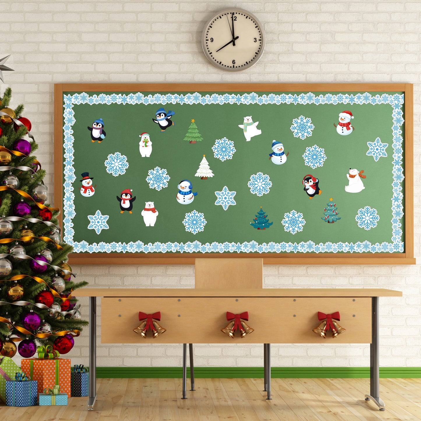 67Pcs Winter Classroom Bulletin Board Decorations Winter Xmas Tree Snowman Penguin Bear Snowflake Border Cut Outs for School Classroom Office Party Wall Window Decor, Welcome Winter Christmas Gifts